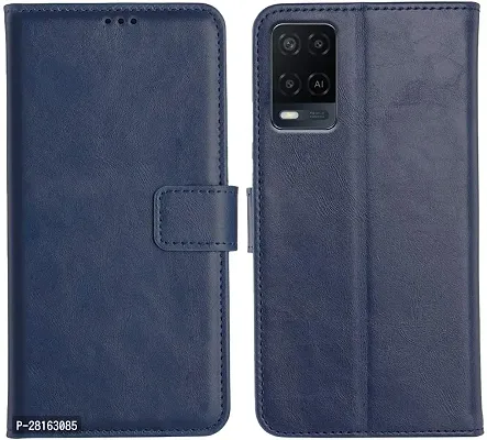 BINTAGE Magnetic Case Artificial Leather Flip Cover for OPPO CPH2239 / A54 5G - Attractive Blue-thumb2