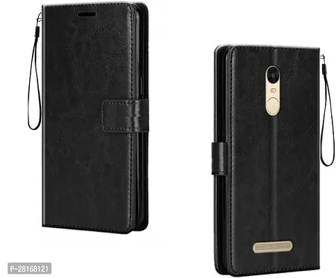 BINTAGE Magnetic Case Artificial Leather Flip Cover for Mi Redmi Note 3 - Venom Black-thumb0