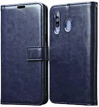 BINTAGE Magnetic Case Artificial Leather Flip Cover for Vivo Y17 - 1902 - Navy Blue-thumb1