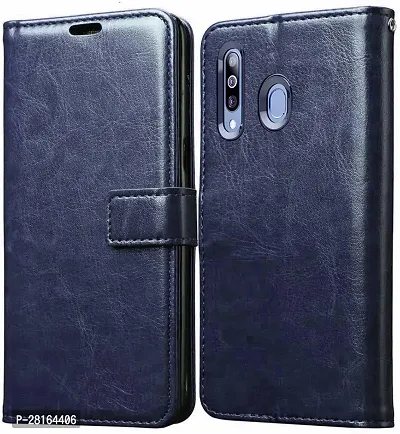 BINTAGE Magnetic Case Artificial Leather Flip Cover for Vivo Y17 - 1902 - Navy Blue-thumb2