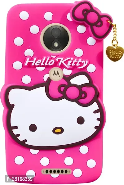 BINTAGE Flexible Rubber Back Cover for Motorola Moto C Plus - Kitty Pink-thumb0