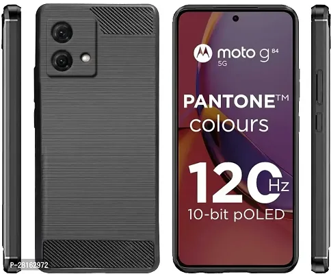 BINTAGE Flexible Rubber Back Cover for Motorola G84 5G - Black