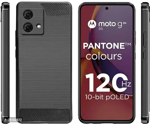 BINTAGE Flexible Rubber Back Cover for Motorola G84 5G - Black-thumb0