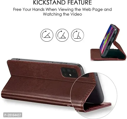 BINTAGE Magnetic Case Artificial Leather Flip Cover for Itel Vision 2S - Executive Brown-thumb5