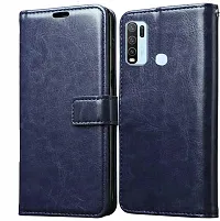 BINTAGE Magnetic Case Artificial Leather Flip Cover for Vivo Y30 / vivo 1938 - Attractive Blue-thumb1