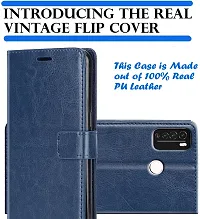 BINTAGE Magnetic Case Artificial Leather Flip Cover for REDMI Note 10 Pro - Attractive Blue-thumb2