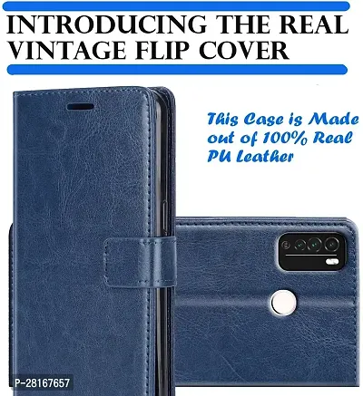 BINTAGE Magnetic Case Artificial Leather Flip Cover for REDMI Note 10 Pro - Attractive Blue-thumb3