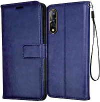 BINTAGE Magnetic Case Artificial Leather Flip Cover for Vivo Z1x / Vivo 1917 - Attractive Blue-thumb1