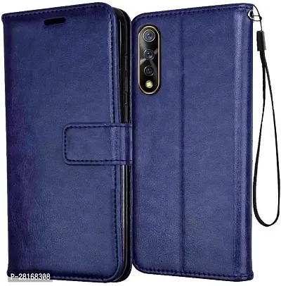 BINTAGE Magnetic Case Artificial Leather Flip Cover for Vivo Z1x / Vivo 1917 - Attractive Blue-thumb2