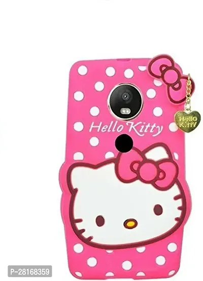 BINTAGE Flexible Rubber Back Cover for Motorola Moto C Plus - Kitty Pink-thumb2