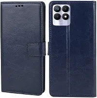 BINTAGE Magnetic Case Artificial Leather Flip Cover for Realme RMX3286 /Narzo 50 - Attractive Blue-thumb1