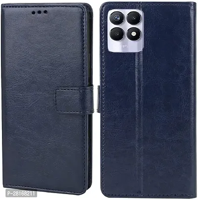 BINTAGE Magnetic Case Artificial Leather Flip Cover for Realme RMX3286 /Narzo 50 - Attractive Blue-thumb2