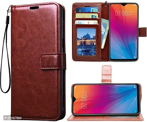 BINTAGE Magnetic Case Artificial Leather Flip Cover for Tecno Spark 8T - Executive Brown-thumb2