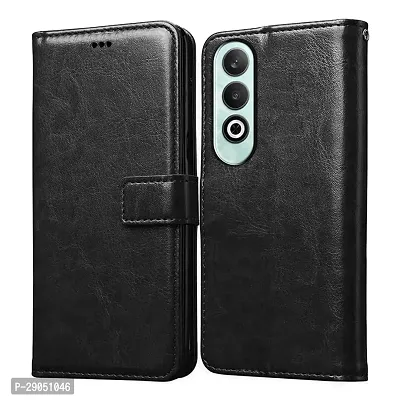 BINTAGE Vintage Magnatic Closer Matte Leather Flip Cover for OnePlus CPH2613 /Nord CE4 - Gravity Black-thumb0