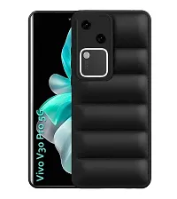 BINTAGE Matte Soft Case | Liquid Silicon Puff Case Back Cover for Vivo V2318 / Vivo V30 - 5G - Black-thumb1