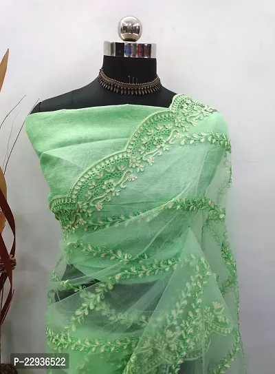 Elegant Net Embroidered Banarasi Silk Saree with Blouse piece-thumb2