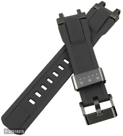 Smart Watch Strap Sillicon For Ambrane Wise Eon Smart Watch Strap Black 22 Mm Silicone Watch Strap Black-thumb2