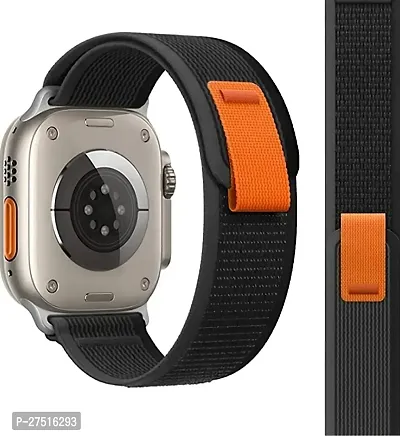 Trail Watch Strap For 49 45 44 42 Mm Also For Series 8 7 6 5 4 3 2 1 Se 22 Mm Fabric Watch Strap Black, Orange-thumb2