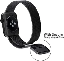 Magnetic Strap Compatible With Iwatch Series 7/6/5/4/3/2/1/Se42/44/45Mm 44 Mm Metal Watch Strap Black-thumb2