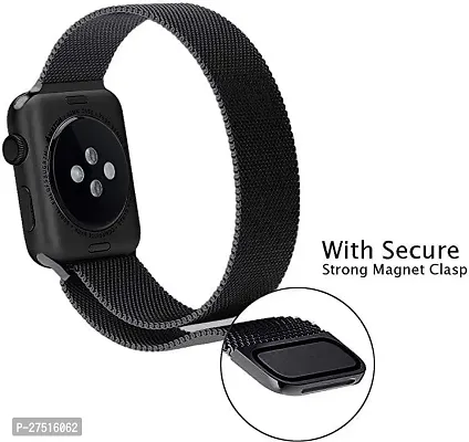 Magnetic Strap Compatible With Iwatch Series 7/6/5/4/3/2/1/Se42/44/45Mm 44 Mm Metal Watch Strap Black-thumb3