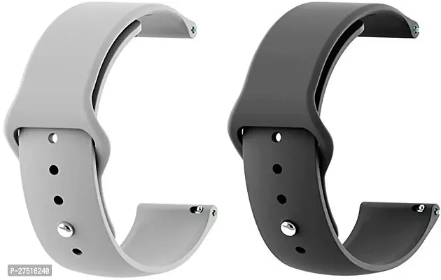 22Mm Silicon Smartwatch Band Straps Pack Of 2 22 Mm Silicone Watch Strap Grey, Black