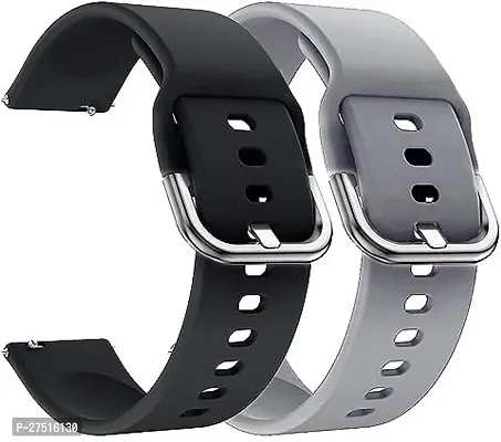 Replacement Band 19Mm Metal Buckle Silicon Compatible With Boat Storm Noise 19 Mm Silicone Watch Strap Black, Grey-thumb0