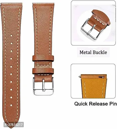 N32Bli09 Universal Vegan Leather Strap Suitable For All Watches, 22 Mm Synthetic Leather Watch Strap Tan-thumb2