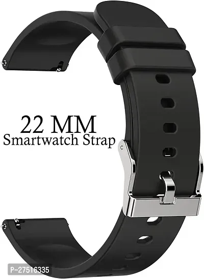 Strap Compatible With Amazfit Gts2 Mini,Bip/Bipu/Pro/Lite,Bips,Galaxy Watches 22 Mm Silicone Watch Strap Black-thumb2