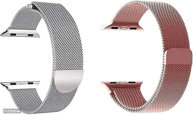 Magnetic Watch Strap For 45 44 42 Mm Also For Series 9 8 7 6 5 4 3 2 1 Se 49 Mm Metal Watch Strap Silver, Rose Gold-thumb0