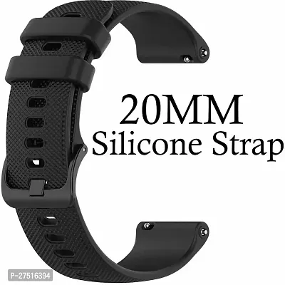 P24Bin09 Strap Compatible With Amazfitgts2 ,Bip/Bipu/Pro/Lite,Bips,Galaxyactive2 20 Mm Silicone Watch Strap Black-thumb0