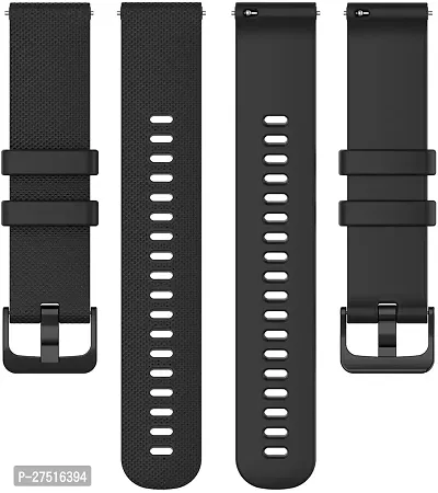 P24Bin09 Strap Compatible With Amazfitgts2 ,Bip/Bipu/Pro/Lite,Bips,Galaxyactive2 20 Mm Silicone Watch Strap Black-thumb2