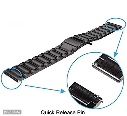 Silicone Strap All Smartwatch And Analog Wristwatchcompatible Watch In Picture 22 Mm Stainless Steel Watch Strap Black, Rose Gold-thumb3