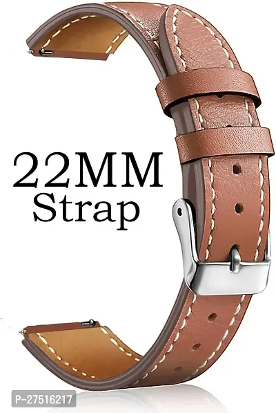 N32Bli09 Universal Vegan Leather Strap Suitable For All Watches, 22 Mm Synthetic Leather Watch Strap Tan-thumb0