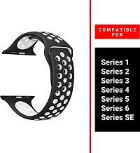 Plain Band Soft Silicone Sport Wristband Strap 42/44/45/Mm Black And White Strap 42 Mm Rubber Watch Strap Blackand White-thumb3