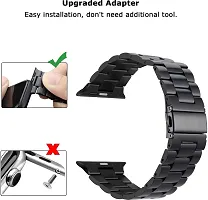 Ultra Stainless Metal Chain Strap Band Compatible For I-Watch Series 7 45Mm 44 Mm Metal Watch Strap Black-thumb1