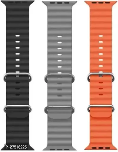 Loop Band With Watch Band Ultra 49Mm 45Mm 44Mm 42Mm, Adjustable Loop Black 44 Mm Silicone Watch Strap Orange, Black, Grey Pack Of 3-thumb0