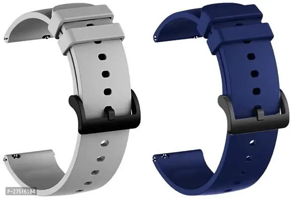 Silicone Belt 22Mm Compatible With Noise Noisefit Active Smartwatch Sports Band 22 Mm Silicone Watch Strap Dark Blue, Grey