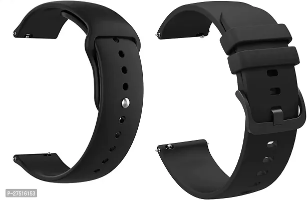 Buckle Silicone Belt 22Mm Compatible With Noise Noisefit Active Sports Band 22 Mm Silicone Watch Strap Light Black, Dark Black