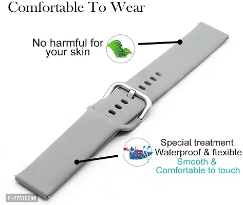 19Mm Silicone Strap For Noise Colorfit Pro 2, Boat Storm Sports Band 19 Mm Silicone Watch Strap Light Grey-thumb2