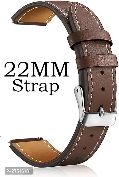 P32Ble09 Universal Vegan Leather Strap Suitable For All Watches, 22 Mm Synthetic Leather Watch Strap Brown