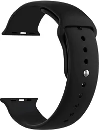 Soft Silicone Case Cover With Strap Iwatch Series7/6/5/4/3/2/1/Se 42/44/45Mm 44 Mm Silicone Watch Strap Black-thumb1