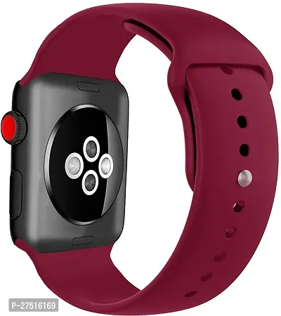 Soft Silicone Case Cover With Strap Iwatch Series7/6/5/4/3/2/1/Se 42/44/45Mm 44 Mm Silicone Watch Strap Maroon-thumb5