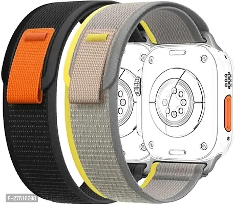 Trail Watch Strap For 45 44 42 Mm Also For Series 9 8 7 6 5 4 3 2 1 Se 49 Mm Fabric Watch Strap Black Orange, Grey Yellow