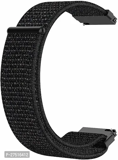 Nylon Black Belt 22Mm Compatible With Noise Noisefit Active Sports Band 22 Mm Fabric Watch Strap Black