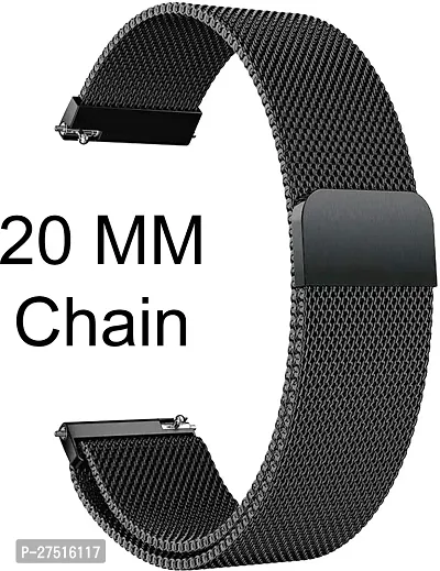 Magnetic Chain Compatible For Amazfitgts2/Mini/Bip/Bipu/Pro/Lite,Galaxy Active2. 20 Mm Metal Watch Strap Black-thumb0