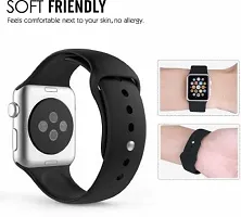 Soft Silicone Strap Band For Apple Watch Series 1/2/3/4/5/6 And Se 42Mm,44Mm 42 Mm Silicone Watch Strap Black-thumb2