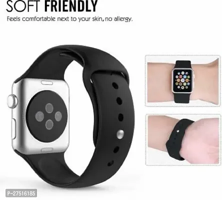 Soft Silicone Strap Band For Apple Watch Series 1/2/3/4/5/6 And Se 42Mm,44Mm 42 Mm Silicone Watch Strap Black-thumb3