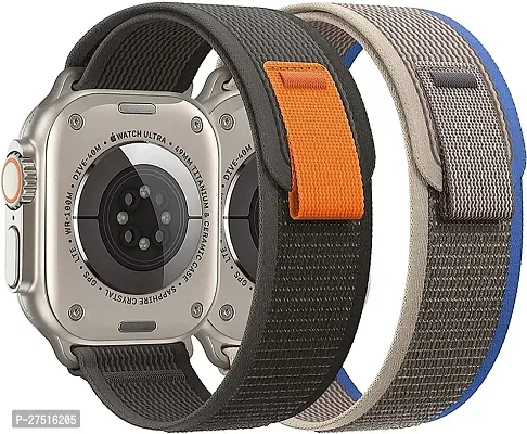 Trail Watch Strap For 45 44 42 Mm Also For Series 9 8 7 6 5 4 3 2 1 Se 49 Mm Fabric Watch Strap Grey Blue, Black Orange