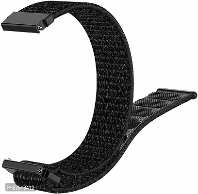 Nylon Black Belt 22Mm Compatible With Noise Noisefit Active Sports Band 22 Mm Fabric Watch Strap Black-thumb2