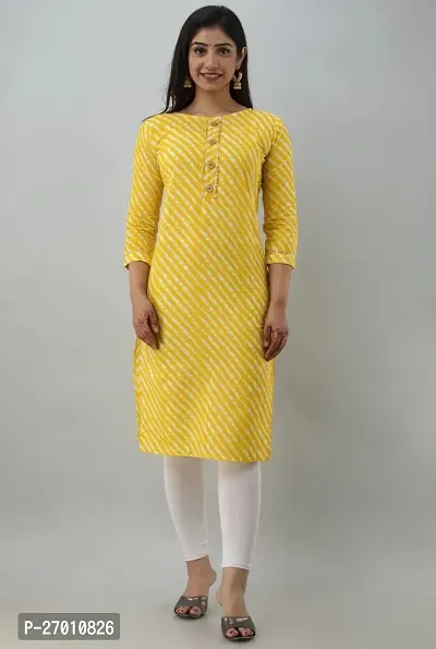 Stylish Yellow Crepe Straight Kurta For Women-thumb0